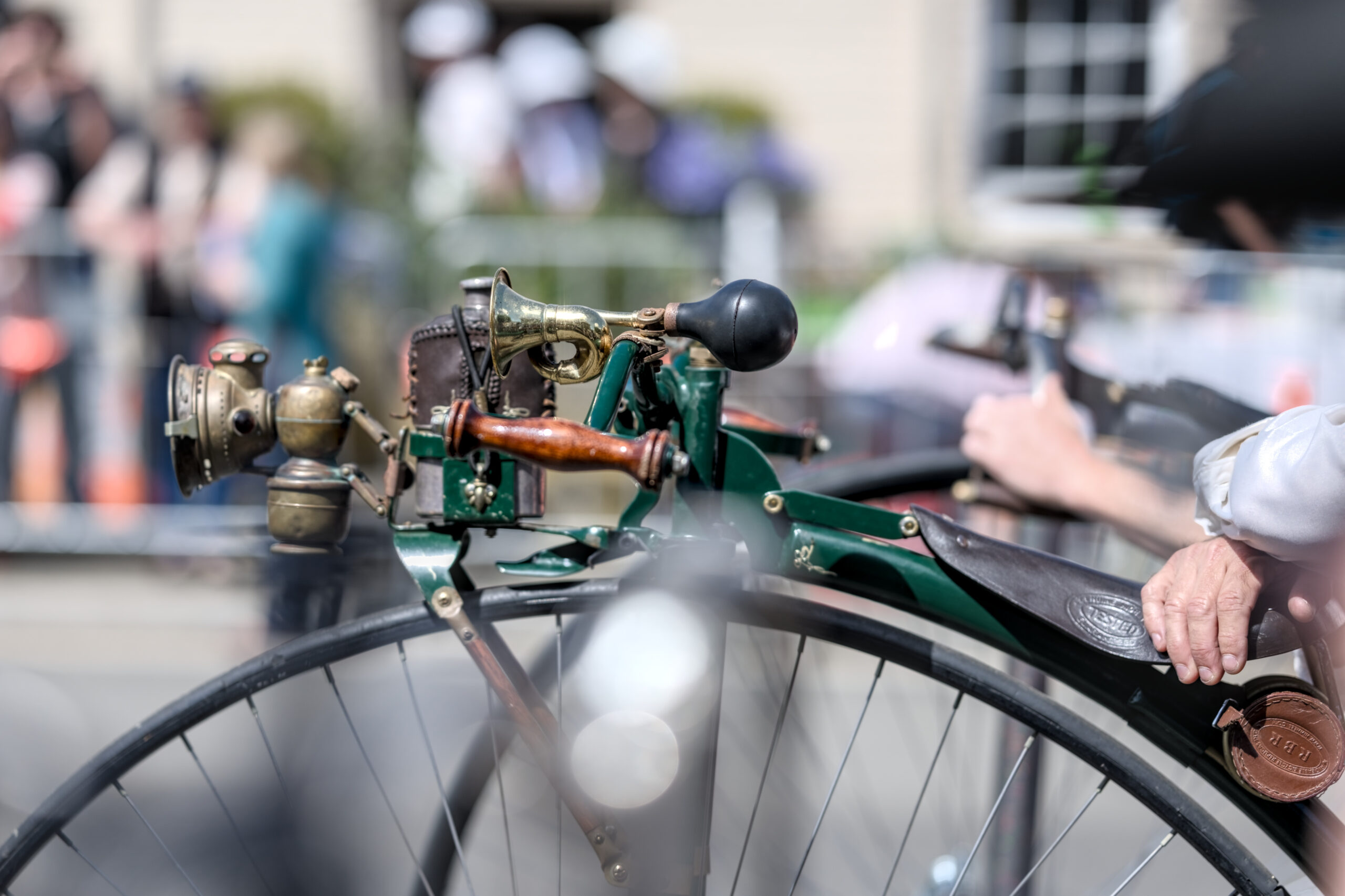 Photo of old-school horns on a penny farthing bicycle