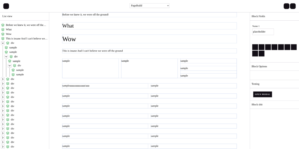 Screenshot of old block editor project